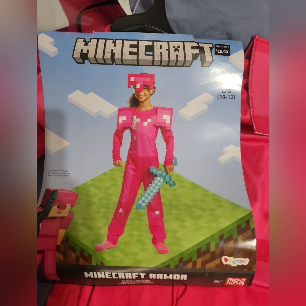 Disguise Pink Mindcraft Armor Girl's Size 10/12 Costume NWT - Picture 1 of 8